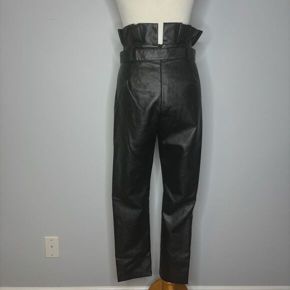 Nasty Gal- Black Faux Leather Pants w/ Belt - Picture 3 of 4